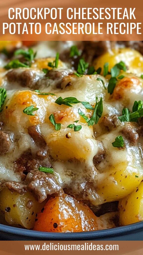 Crockpot Cheesesteak Potato Casserole Recipe