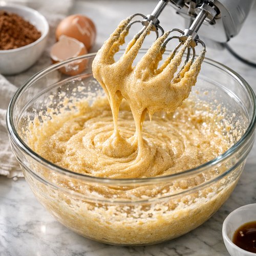 Step 2: Combine and Beat the Sugars with Eggs