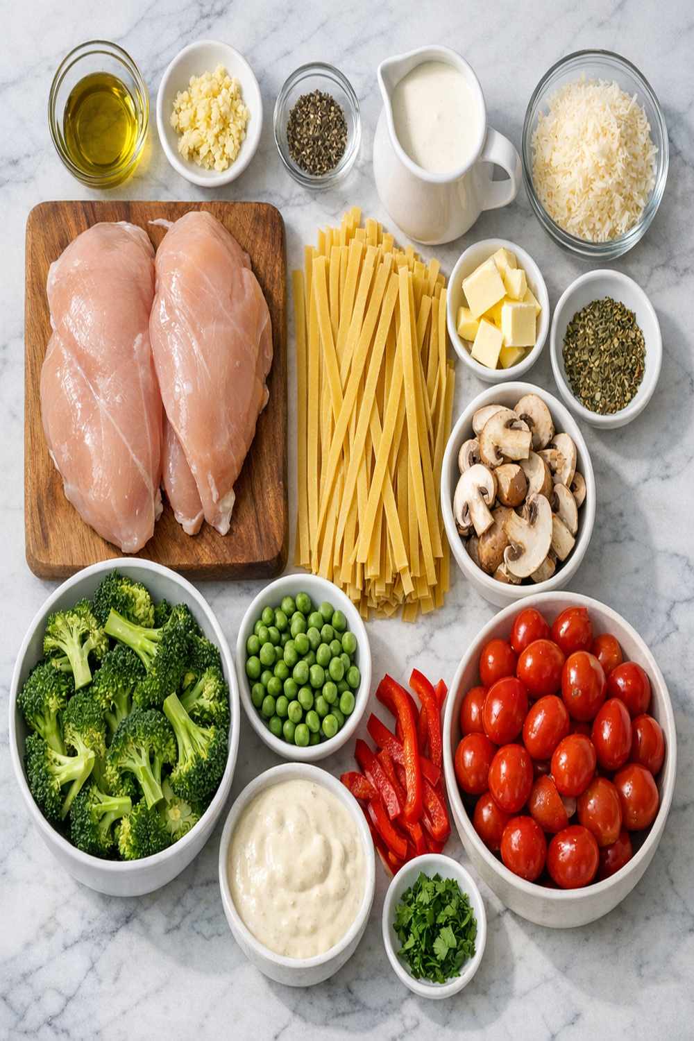 Chicken Vegetable Fettuccine Alfredo Recipe ingredients