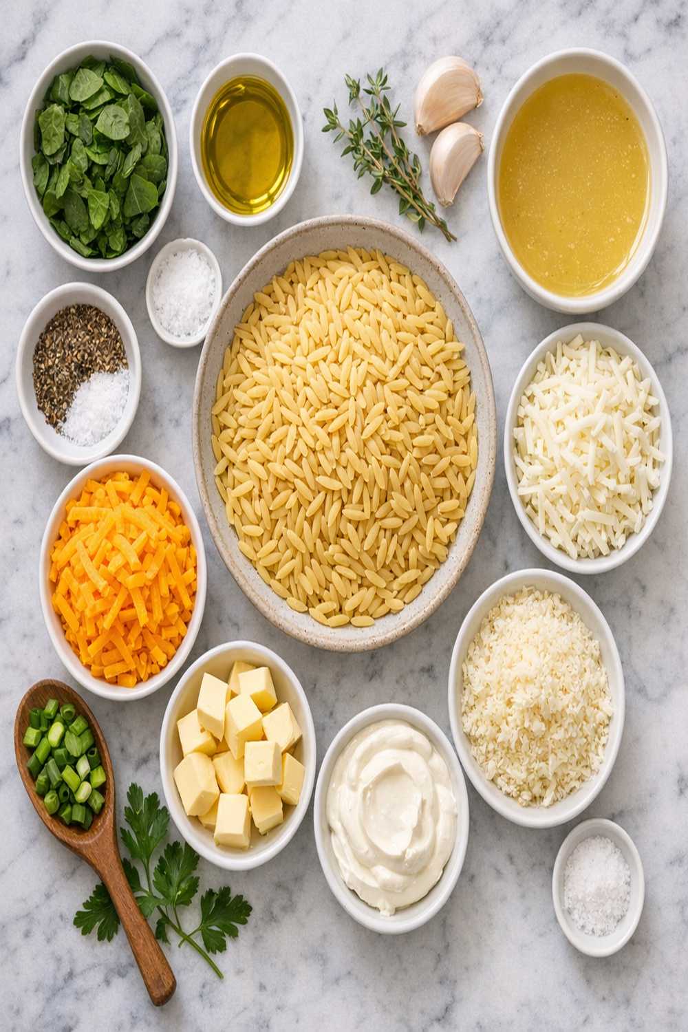 Cheesy Orzo Recipe ingredients