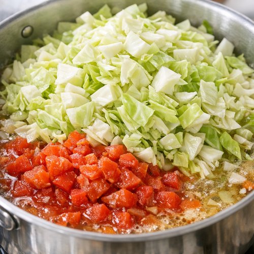 Step 4: Introduce the Cabbage and Tomatoes